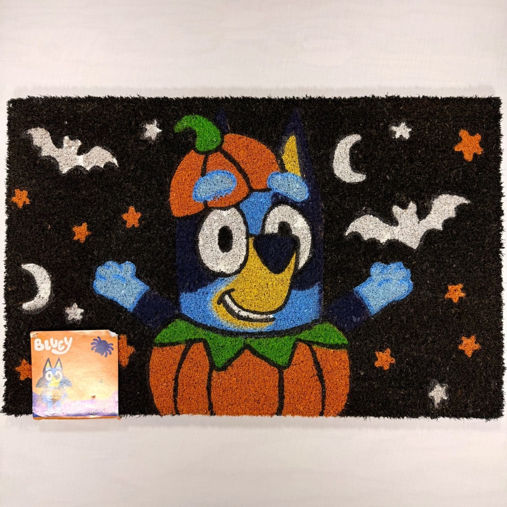 Bluey Halloween Outdoor Mat Coir Doormat Pumpkin Costume 18x28 New